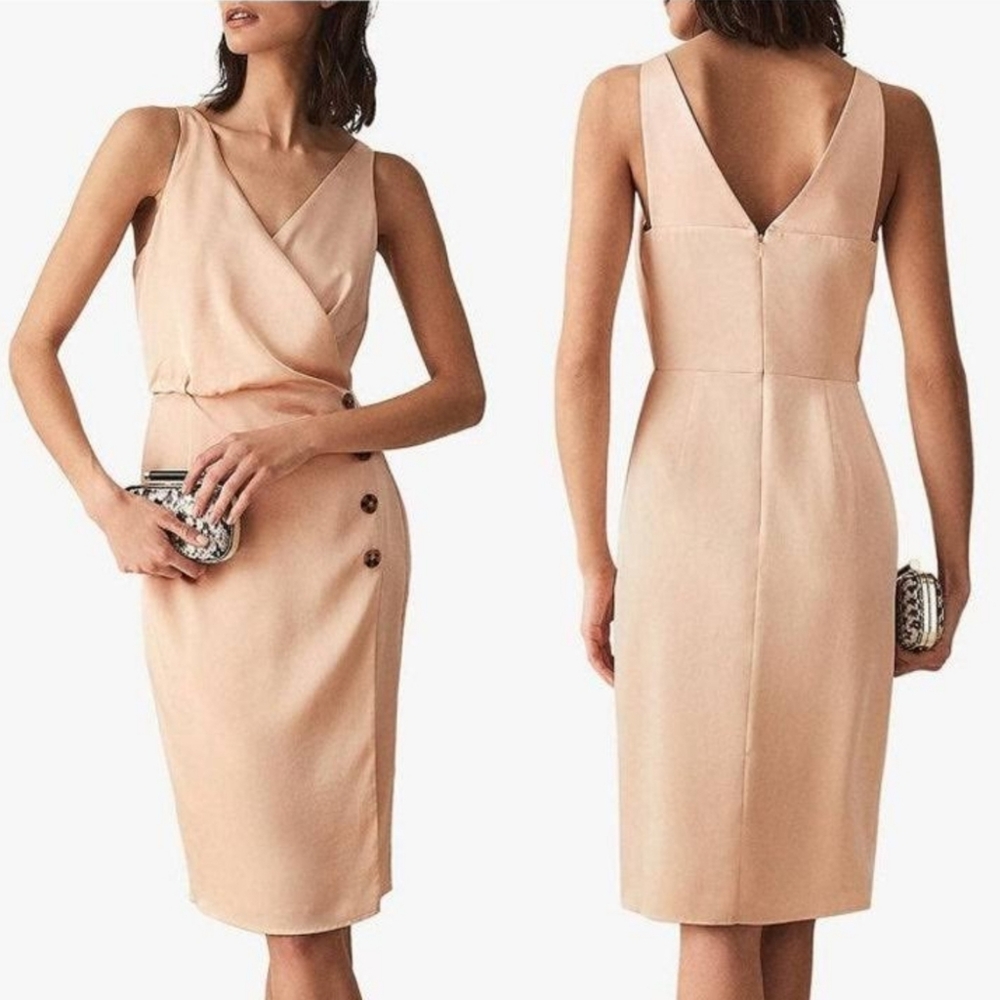 Reiss Peppa Button Satin Dress